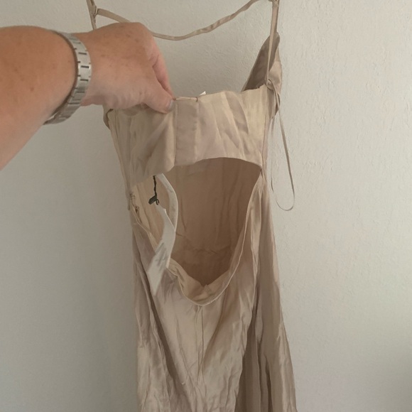 ZARA CHAMPAGNE SATIN EFFECT SLIP DRESS size large new tags - Picture 9 of 16